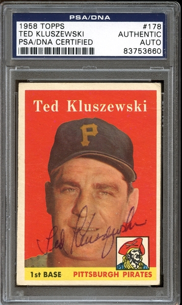 1958 Topps #178 Ted Kluszewski Autographed PSA/DNA AUTHENTIC