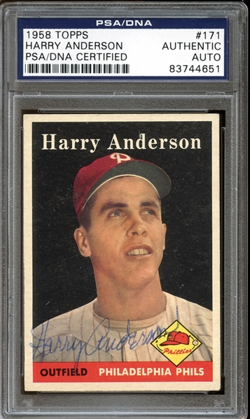 1958 Topps #171 Harry Anderson Autographed PSA/DNA AUTHENTIC