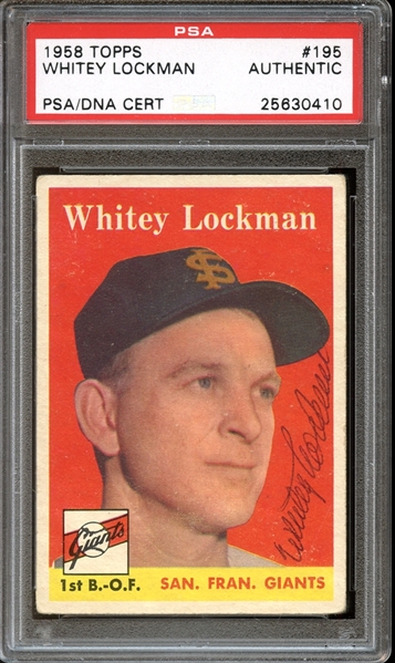 1958 Topps #195 Whitey Lockman Autographed PSA/DNA AUTHENTIC