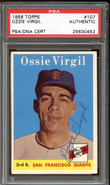 1958 Topps #107 Ozzie Virgil Autographed PSA/DNA AUTHENTIC