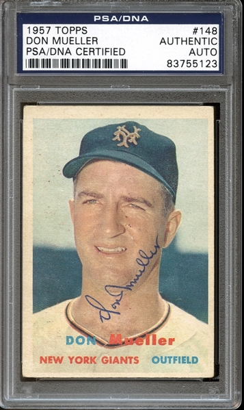 1957 Topps #148 Don Mueller Autographed PSA/DNA AUTHENTIC