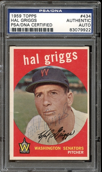1959 Topps #434 Hal Griggs Autographed PSA/DNA AUTHENTIC