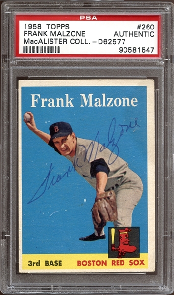 1958 Topps #260 Frank Malzone Autographed PSA/DNA AUTHENTIC