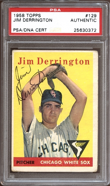 1958 Topps #129 Jim Derrington Autographed PSA/DNA AUTHENTIC