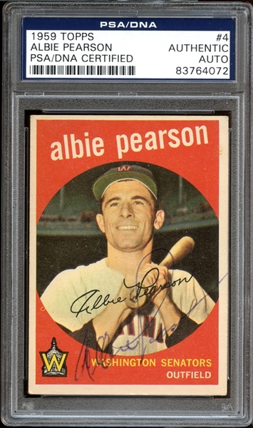 1959 Topps #4 Albie Pearson Autographed PSA/DNA AUTHENTIC