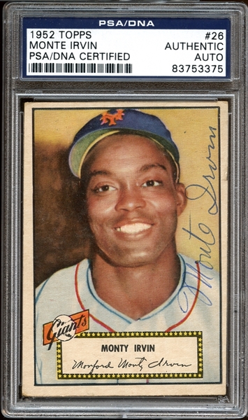 1952 Topps #26 Monte Irvin Autographed PSA/DNA AUTHENTIC