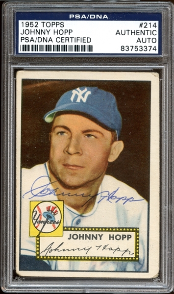 1952 Topps #214 Johnny Hopp Autographed PSA/DNA AUTHENTIC