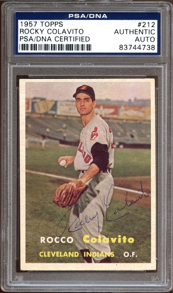 1957 Topps #212 Rocky Colavito Autographed PSA/DNA AUTHENTIC