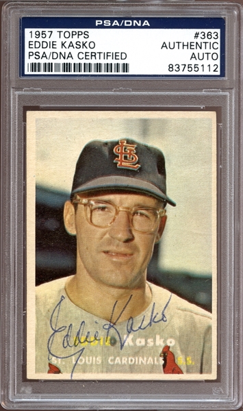 1957 Topps #363 Eddie Kasko Autographed PSA/DNA AUTHENTIC