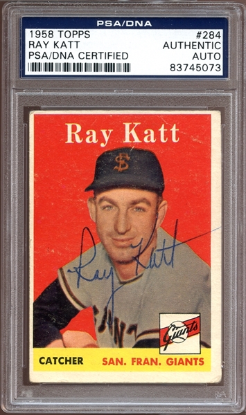 1958 Topps #284 Ray Katt Autographed PSA/DNA AUTHENTIC