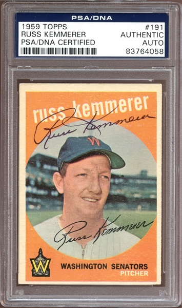 1959 Topps #191 Russ Kemmerer Autographed PSA/DNA AUTHENTIC