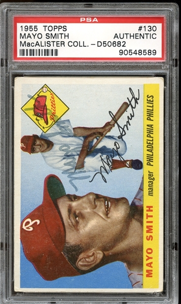 1955 Topps #130 Mayo Smith Autographed PSA/DNA AUTHENTIC