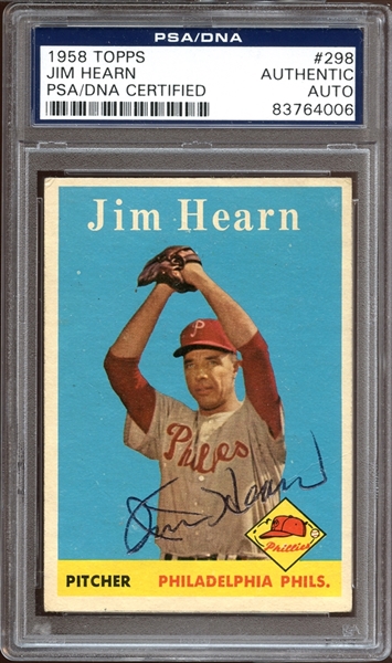 1958 Topps #298 Jim Hearn Autographed PSA/DNA AUTHENTIC