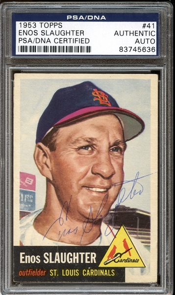 1953 Topps #41 Enos Slaughter Autographed PSA/DNA AUTHENTIC