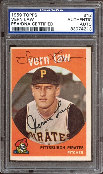 1959 Topps #12 Vern Law Autographed PSA/DNA AUTHENTIC