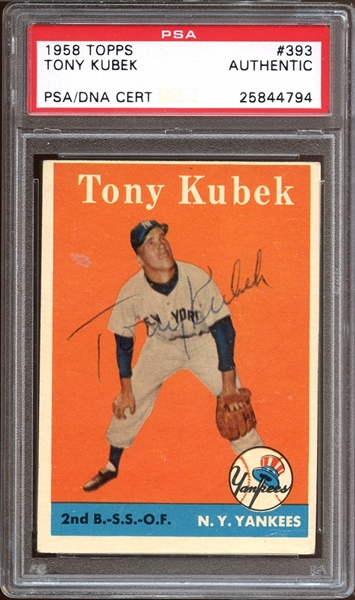 1958 Topps #393 Tony Kubek Autographed PSA/DNA AUTHENTIC