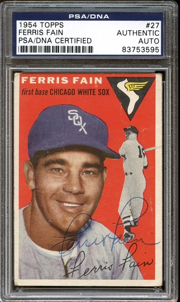 1954 Topps #27 Ferris Fain Autographed PSA/DNA AUTHENTIC