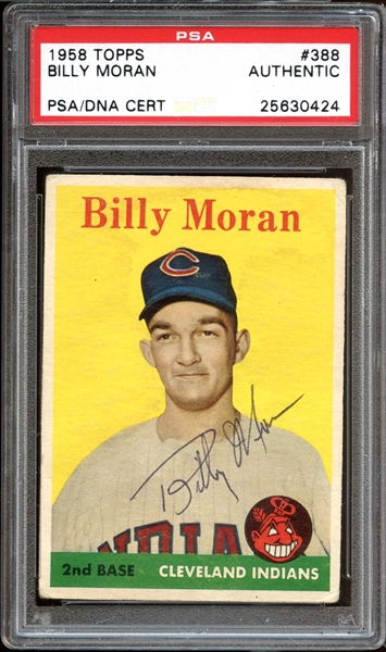 1958 Topps #388 Billy Moran Autographed PSA/DNA AUTHENTIC