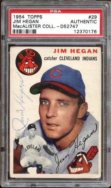 1954 Topps #29 Jim Hegan Autographed PSA/DNA AUTHENTIC