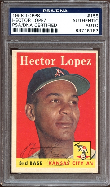 1958 Topps #155 Hector Lopez Autographed PSA/DNA AUTHENTIC