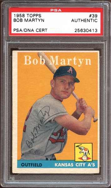 1958 Topps #39 Bob Martyn Autographed PSA/DNA AUTHENTIC