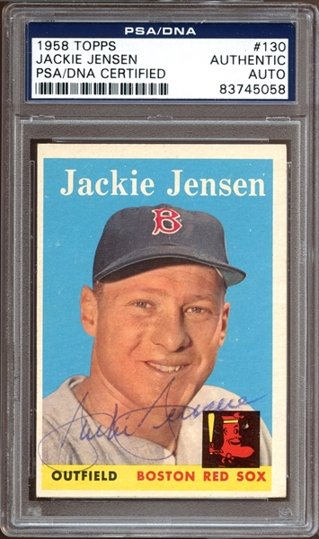 1958 Topps #130 Jackie Jensen Autographed PSA/DNA AUTHENTIC