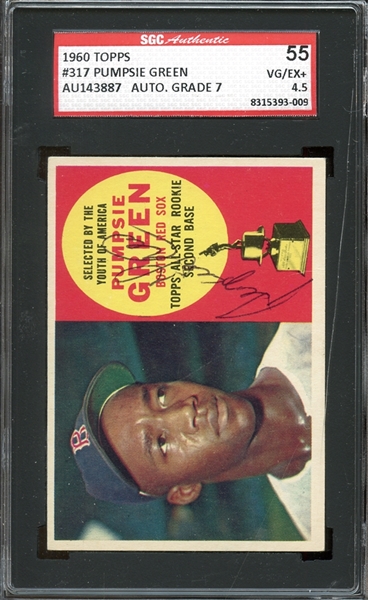1960 Topps #317 Pumpsie Green Autographed SGC AUTHENTIC 55 VG/EX+ 4.5