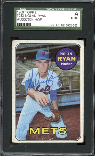 1969 Topps #533 Nolan Ryan Autographed SGC AUTHENTIC
