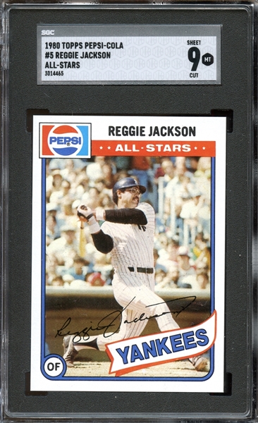 1980 Topps Pepsi-Cola #5 Reggie Jackson SGC 9 MINT