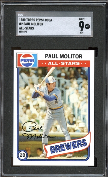 1980 Topps Pepsi-Cola #2 Paul Molitor SGC 9 MINT