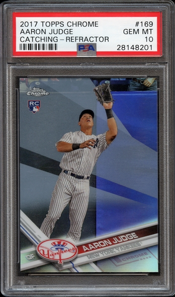 2017 Topps Chrome #169 Aaron Judge Catching Refractor Group of (3) All PSA 10 GEM MINT