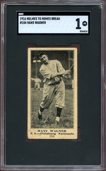 Exceedingly Rare 1916 Holmes to Homes #184 Honus Wagner SGC 1 PR, The Only Known Example