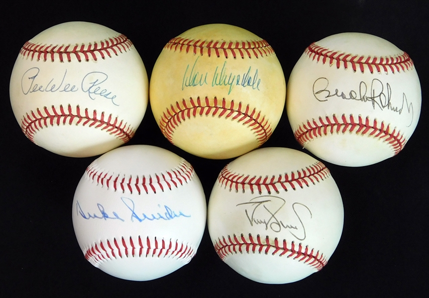 Star and HOF Single-Signed Baseball Group of (5) JSA