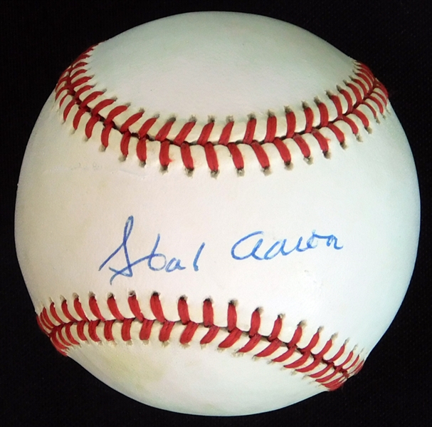 Hank Aaron Single-Signed ONL (White) Ball JSA