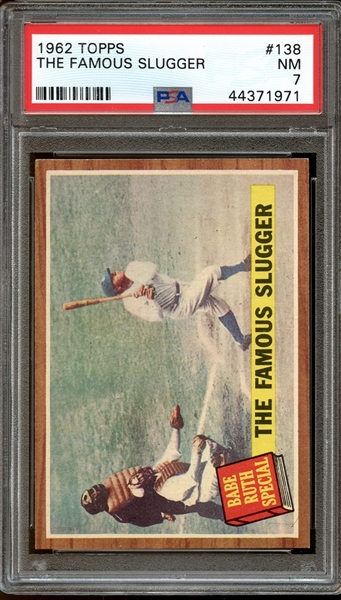 1962 Topps #138 Babe Ruth Special The Famous Slugger PSA 7 NM