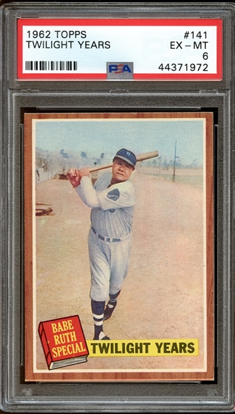 1962 Topps #141 Babe Ruth Special Twilight Years PSA 6 EX/MT
