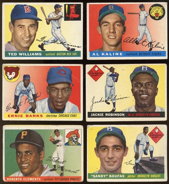 1955 Topps Baseball Near Complete Set (177/206) with Clemente and Koufax 