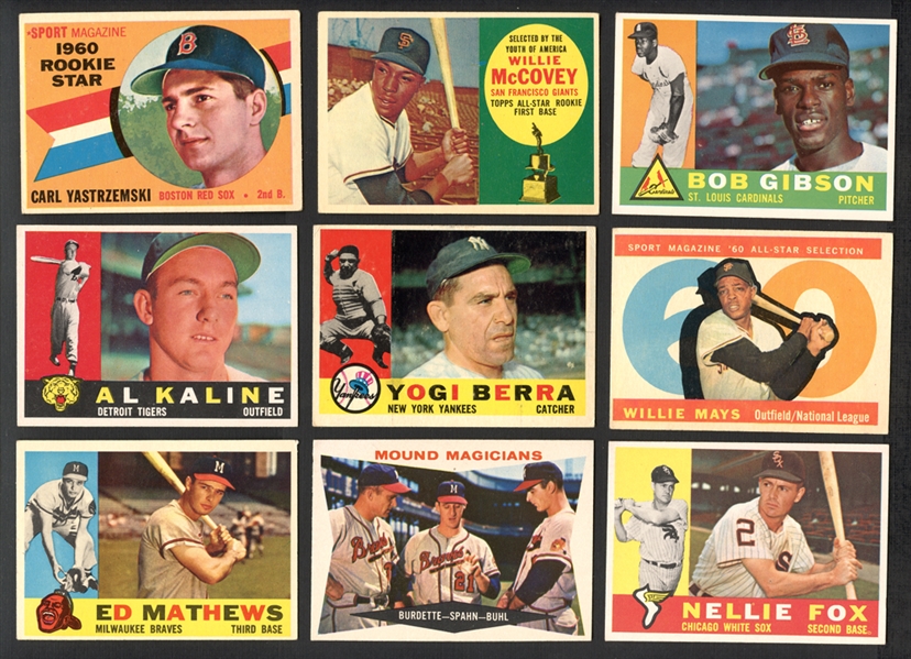 1960 Topps Baseball Group of Nearly (350) with Stars and HOFers Featuring Yaz and McCovey RCs