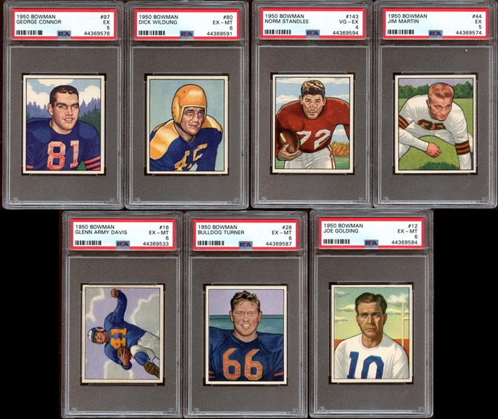 1950 Bowman Football Group of (7) All PSA Graded