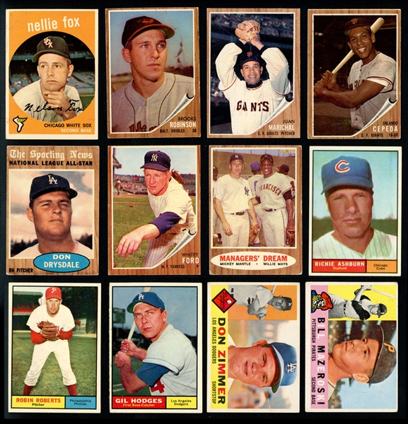 1959-1963 Topps Baseball Shoebox Collection of Over (750) with Stars and HOFers