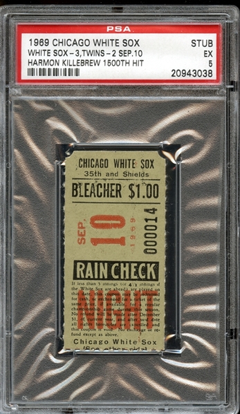 1969 Chicago White Sox Ticket Stub Harmon Killebrew 1500th Hit PSA AUTHENTIC