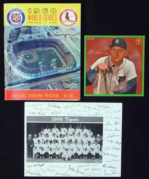 1964-1968 Detroit Tigers Group of (3) Items with 1968 World Series Program