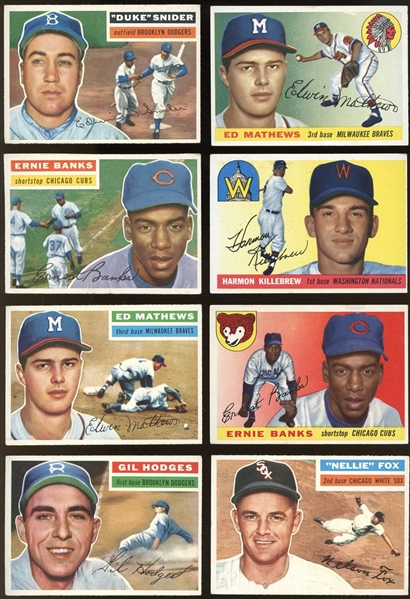 1955-1956 Topps Baseball Group of (86) with Stars and HOFers