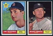 1961 Topps #237 Carl Yastrzemski and #300 Mickey Mantle