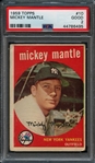 1959 Topps #10 Mickey Mantle PSA 2 GOOD