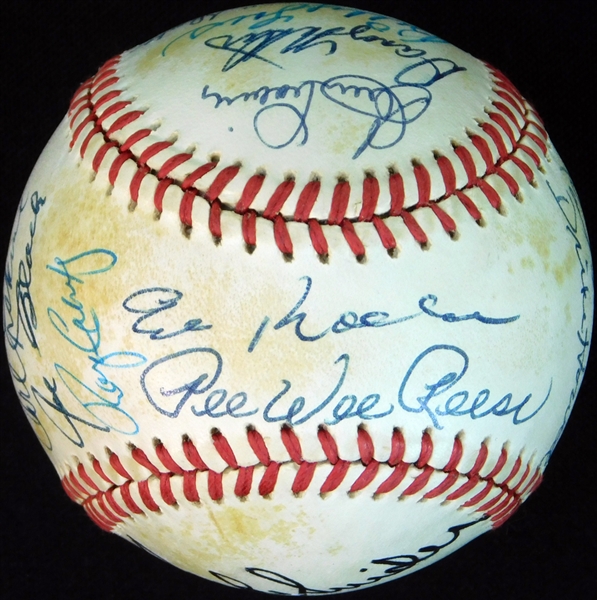 Brooklyn Dodgers Star and HOF Multi-Signed ONL (Giamatti) Ball with (18) Signatures Featuring Koufax, Reese, Snider Etc. JSA