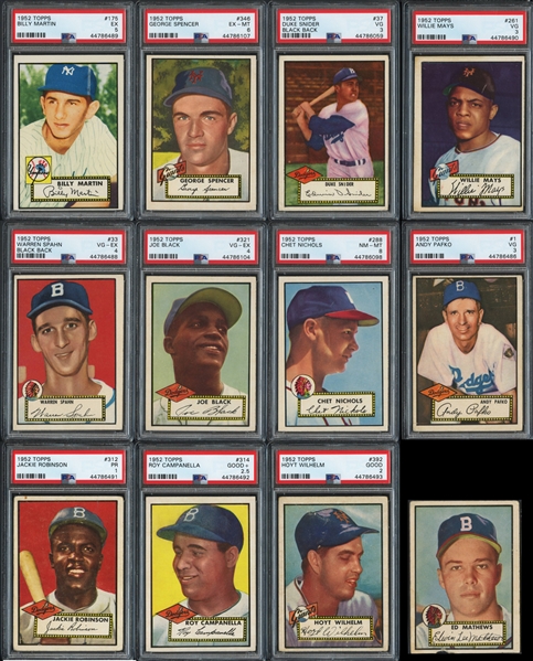 1952 Topps Near Complete Set (374/407) with PSA Graded