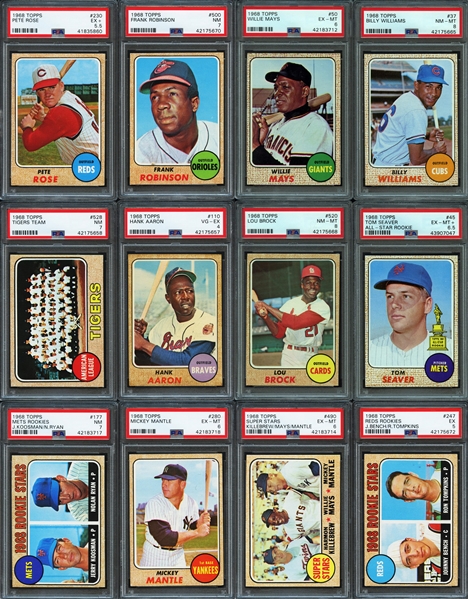 1968 Topps Baseball Near Complete Set (597/598) with PSA Graded Stars