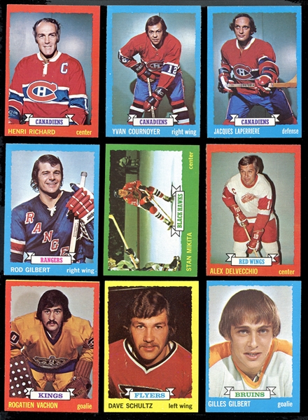 1973 Topps Hockey Partial Set (120/198) with Many Extras