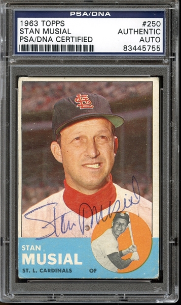 1963 Topps #250 Stan Musial Autographed PSA/DNA AUTHENTIC